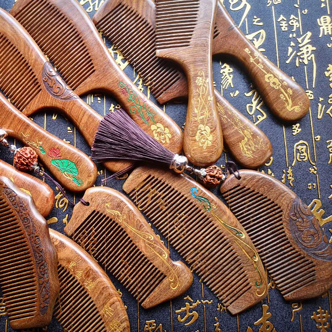 Деревянная креативная популярная Антистатическая расческа для выпадения волос