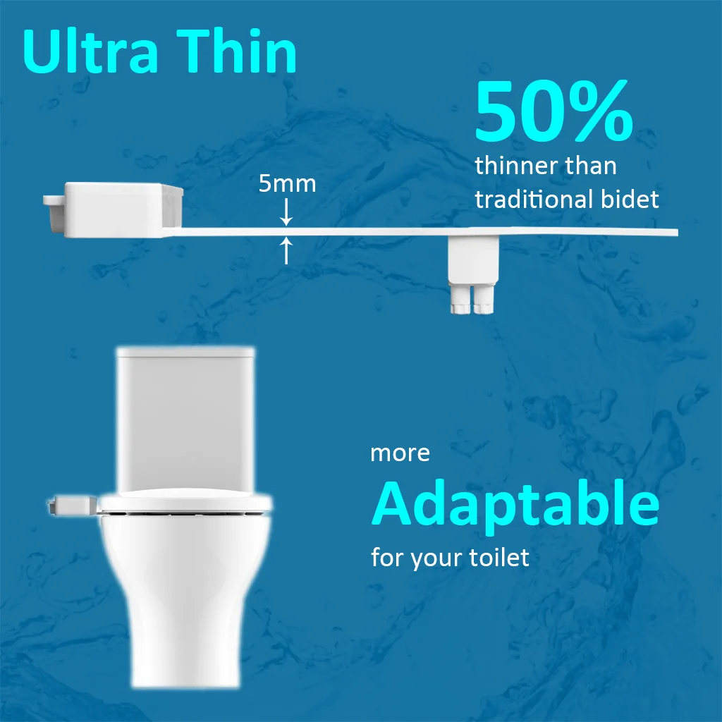 Bidet Atalawa AW321 Slim Non Electric Toilet Seat Attachment Dual Nozzles for Rear &amp Feminine Wash Cold Water Spray | Обустройство