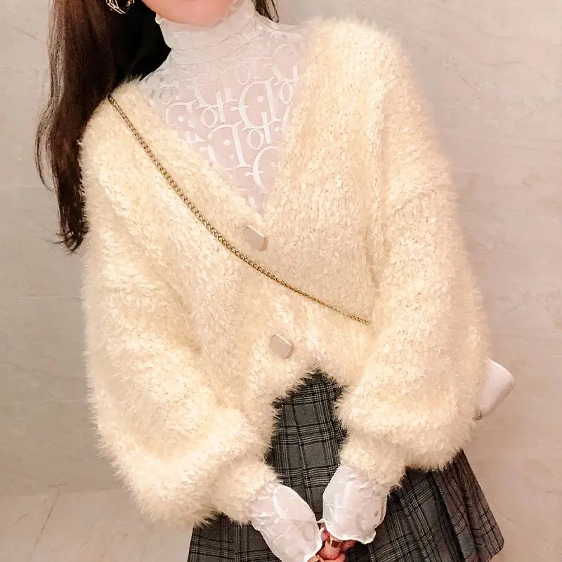 

Spring and autumn winter foreign style with letter thin mesh high collar lace top