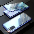 Магнитный двухсторонний чехол, металлический чехол для Samsung Galaxy A20 A30 S10E S21 S20, стеклянный чехол с поглощением на 360 градусов