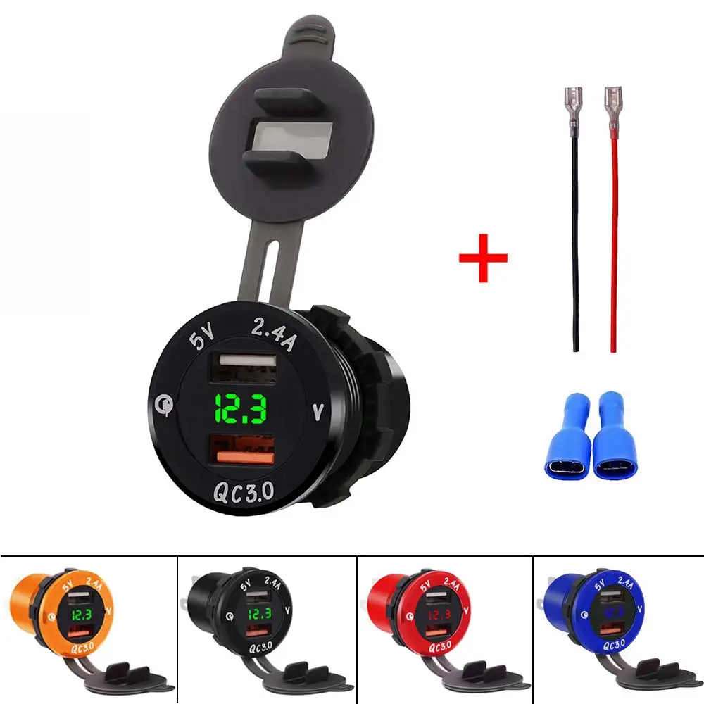 QC3.0 автомобильное зарядное устройство для прикуривателя с двумя USB портами