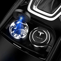 new car ashtray with led lights with logo creative personality for tesla model 3 model x model s model y car accessories