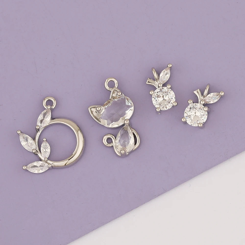 

Whjuice 50 шт. на выбор/шармы CZ/Аксессуары для ювелирных изделий/Сделай сам/серьги из родия кулон/ручная работа/Ювелирная фурнитура и компоненты