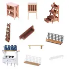 Деревянная коричневая настенная полка с баночками и яйцами, кукольный домик, кухонная мебель, аксессуары, миниатюрный кукольный домик 1:12 для кухни