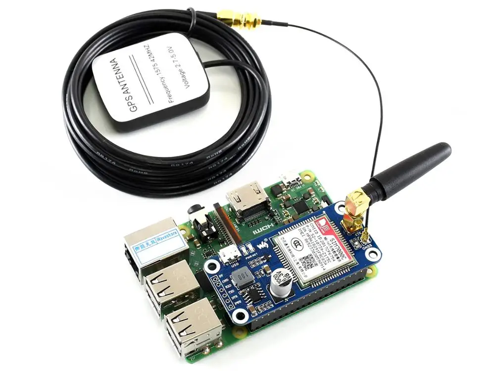 Waveshare NB IoT/eMTC/EDGE/GPRS/GNSS HAT для Raspberry Pi на основе SIM7000C поддерживает TCP UDP PPP HTTP FTP MQTT SMS