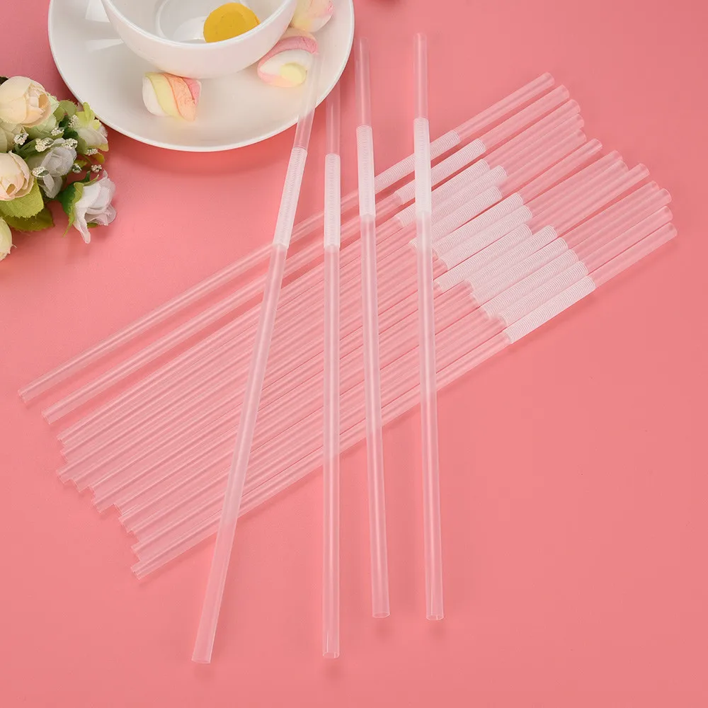 

100pcs 210mm Clear Long Flexible Elbow Drinking Straws Wedding Party Disposable Straws Fruit Juice Straw