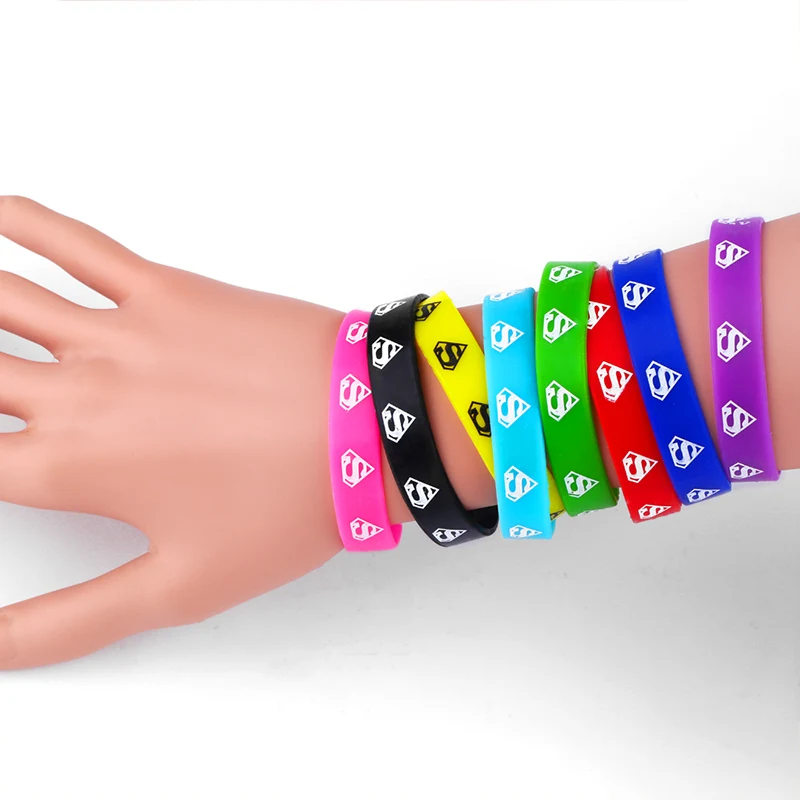 10 шт. супер человек яркий на заказ силиконовый браслет для детей взрослых Спорт