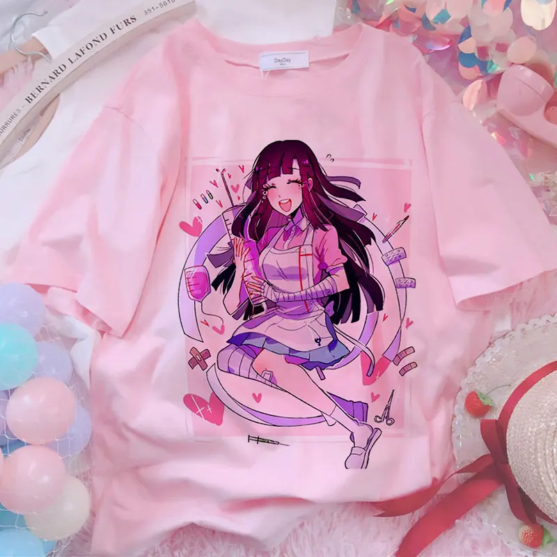 Kawaii Anime Graphic Print T-shirt Women Harajuku Aesthetic White Tops Casual Tshirt 2021 New Summer Fashion Y2k Female T Shirt
