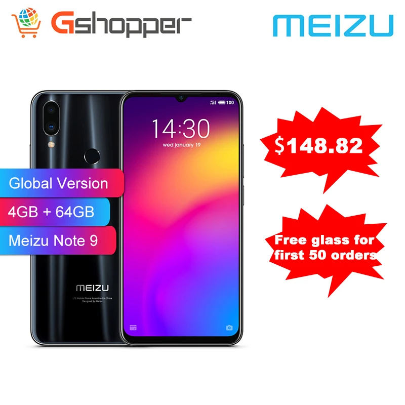 Global Verrion Meizu Note9 телефон 675 МП камера 4 Гб ОЗУ 64 ПЗУ 4G LTE Snapdragon 6 2 Восьмиядерный 2244