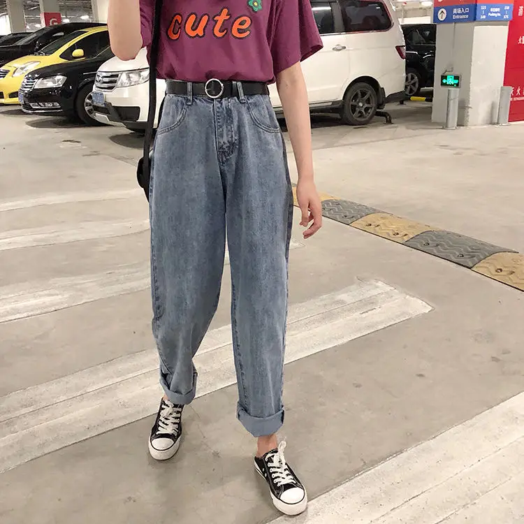 Летние тонкие Новый южнокорейский вариант джинсов для девочек с высокой талией