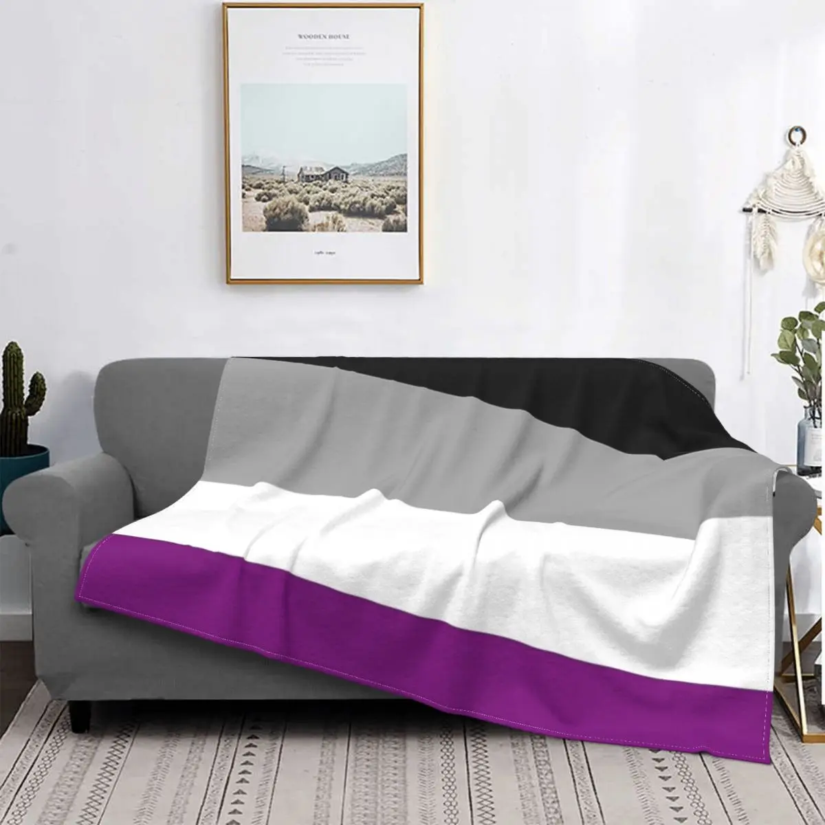 Manta con bandera del orgullo Asexual, colcha para cama a cuadros, toalla de playa, manta t&eacute;rmica, manta ponderada-0