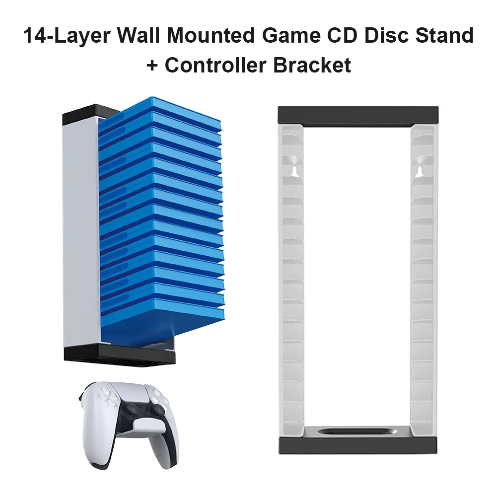 

Universal 14-Layer Wall Mounted Game CD Disc Stand Storage Bracket Hanging Holder Rack Game Controller Console Holders for PS5