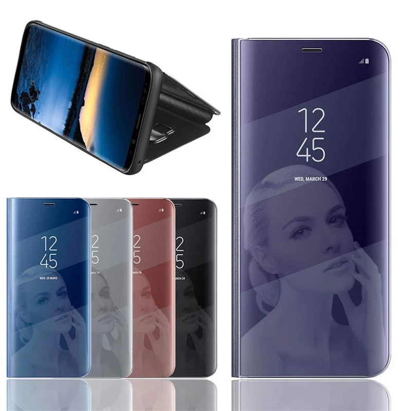 Прозрачный зеркальный чехол для телефона Samsung Galaxy A9 Star A9Star Lite 2018 откидная кожаная