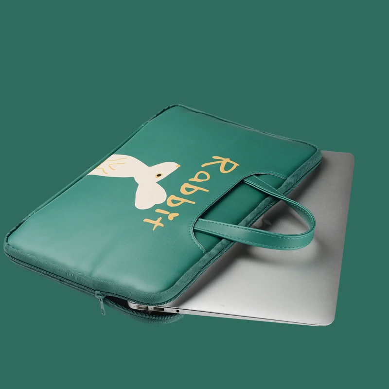 Green Rabbit Cute Kawaii 13/13.3/14/15.6 inch PU Computer Laptop Bag Briefcase Case for MacBook Xiaomi Huawei HP Dell Gift | Компьютеры и