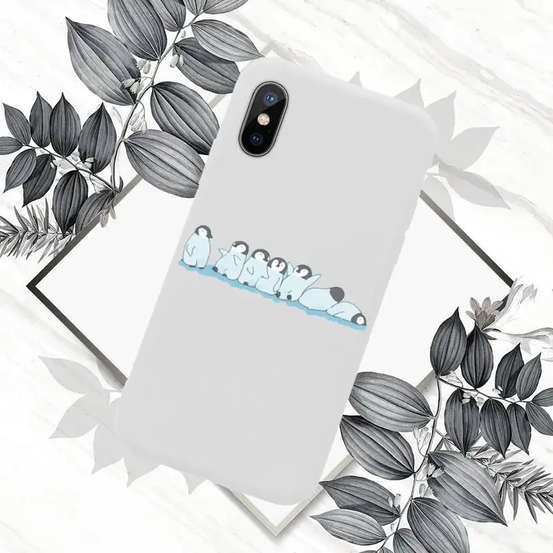 

Lovely Penguin Polar Bear shell Phone Case Candy Color for iPhone 6 7 8 11 12 s mini pro X XS XR MAX Plus