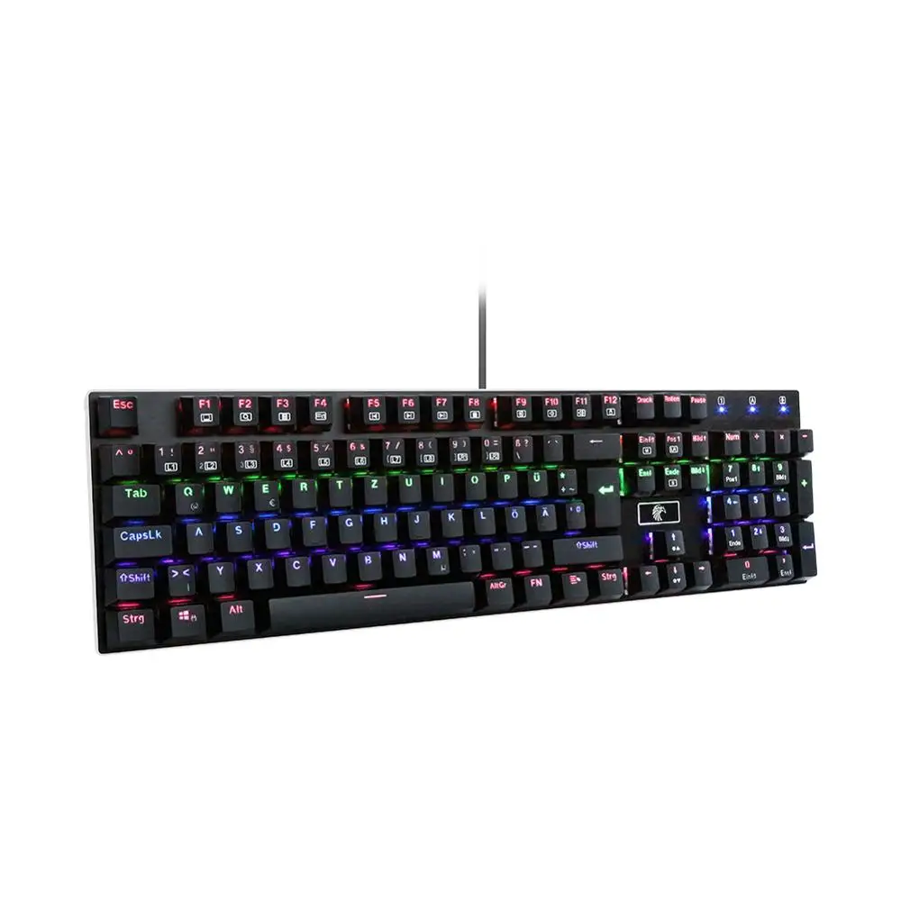 

Keyboard Wired Gaming Keyboard Rainbow LEDBacklit 105 Anti-ghosting Blue Switch For Game Laptop PC German Layout
