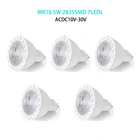 Светодиодные точесветильник лампы MR16, 5 шт., 5 Вт, 7 светодисветодиодный, сверхъярсветодиодный светодиодные светильники направленсветильник света, лампа ACDC10V-30V 2835 SMD, Энергосберегающая светодиодная лампа холодноготеплого белого света