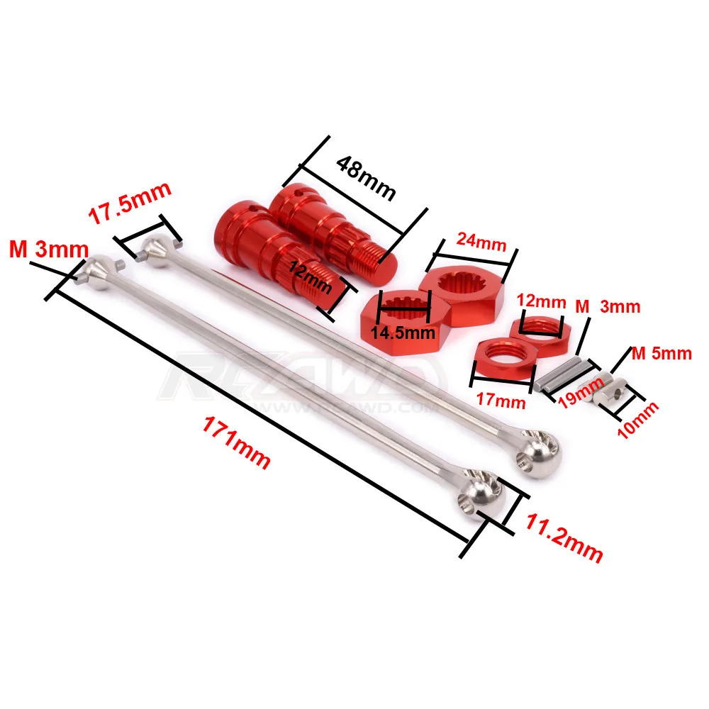 Универсальный приводной вал 1 комплект передний/задний Железный с шестигранной