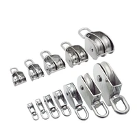 1pc m15 m50 stainless steel 304 single or double wheel swivel lifting rope pulley block 35kg 400kg for wire rope
