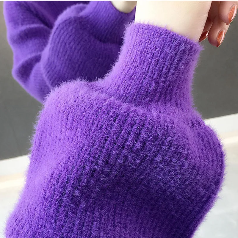 

Vetement Femme 2021 Ladies Half High Collar Loose Sweaters Lantern Sleeve Fashion Autumn Winter Solid Hedging Top Short Commute