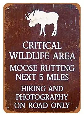 

Rustic Moose Rutting Next Five Miles Vintage Look Metal Sign