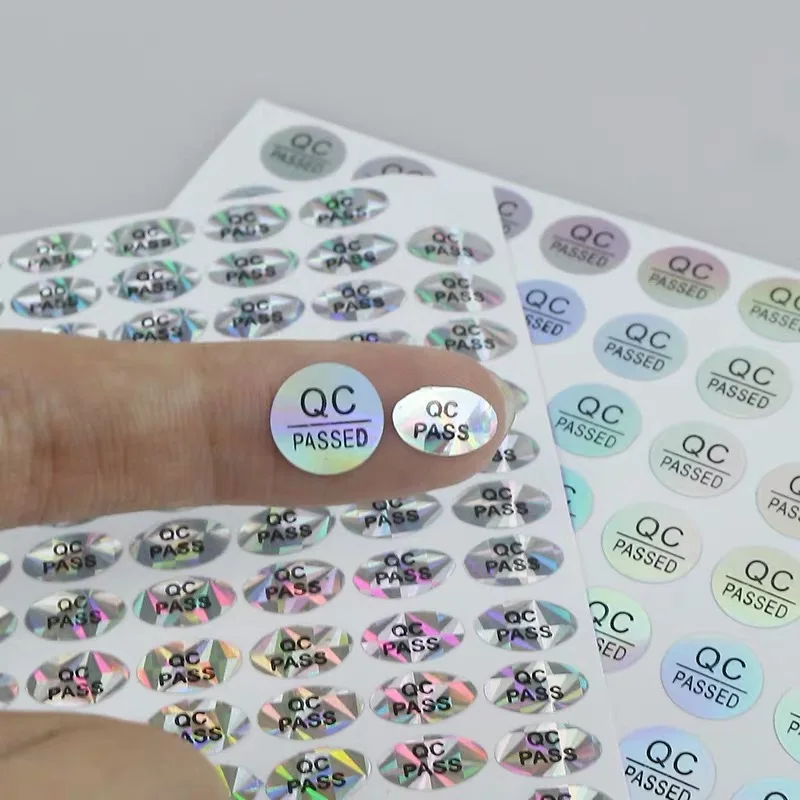 800/1800pcs Spot supply 10mm QC PASSED hologram laser PET paper label product certification stickers |
