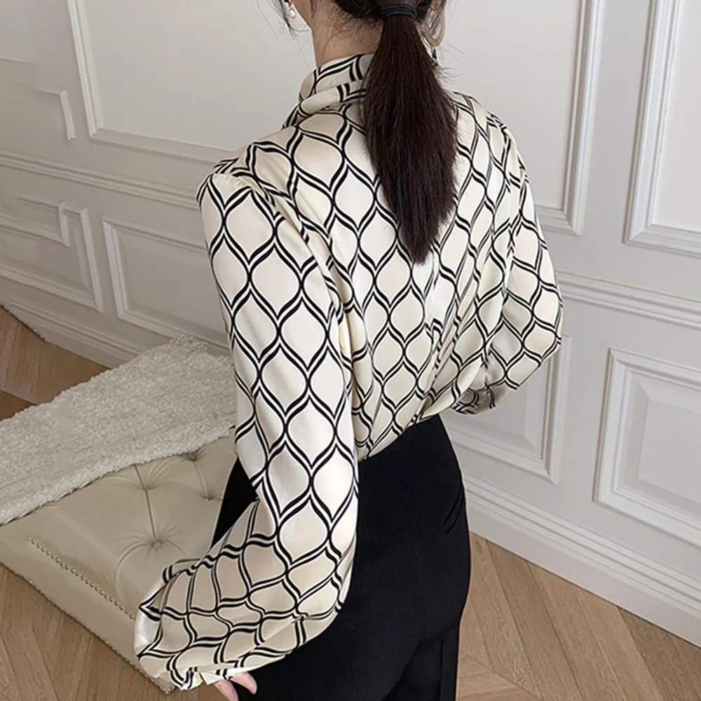 

Women's Blouses Light Luxury Geometric Patterns Design Long Sleeve Shirts Office Ladies Inside And Outside Wear Fashion Tops
