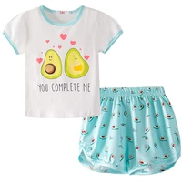 summer 2022 new sleepwear cartoon pajamas for girls short pantssleeve tops fashion home clothing baby sleepwear costume 3 to 8y