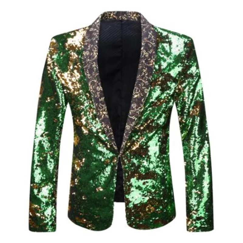 Suits men's two-color sequined blazer nightclub bar DJ stage singer performance clothing traje de vestir hombre мужские пиджаки