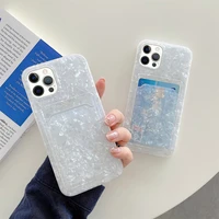 shell case for iphone 11 12 pro max se 2020 xs xr 7 8 plus soft imd back cover with card holder solid color shockproof funda new