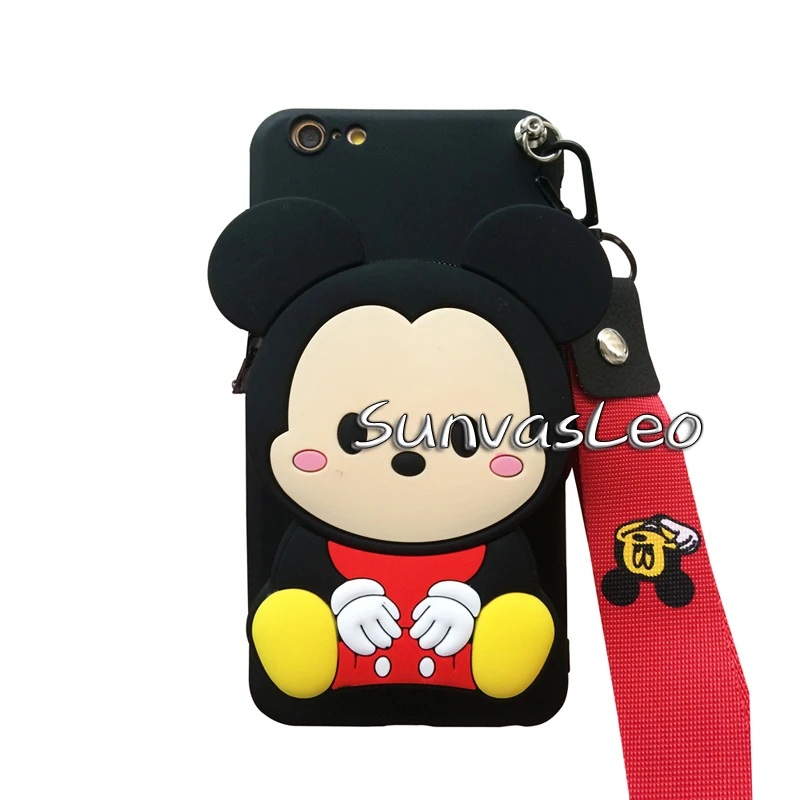 Black Mickey Для samsung Galaxy J4 J6/Plus J8 Note8 Note9 Note10 Pro 3D Кошелек Мягкий силиконовый чехол с мультяшным животным для телефона - Цвет: Black Mickey