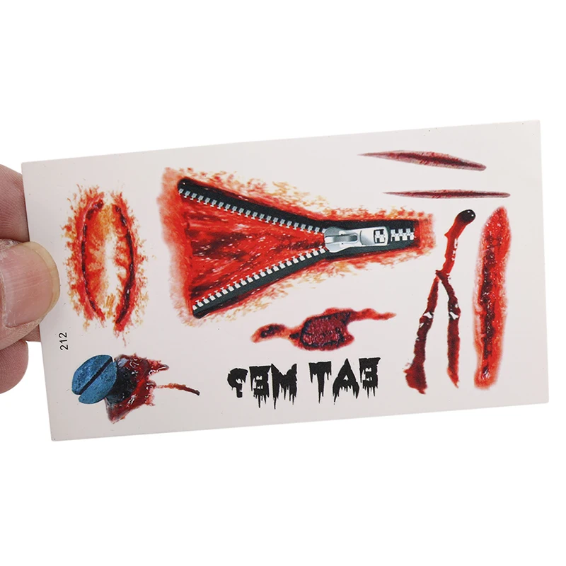 Тату наклейка водостойкая на Хэллоуин с ранами|Временные тату| |