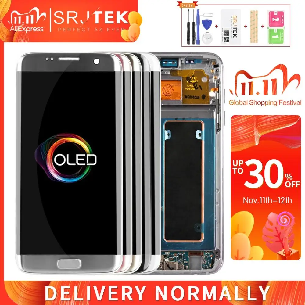 AMOLED для Samsung S7 edge LCD Galaxy G935 G935F дисплей экран сенсорный дигитайзер сборка запасные