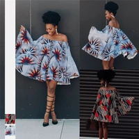 women long sleeve top dress african clothes print off shoulder 2020 fashion summer short skirt set african women clothing