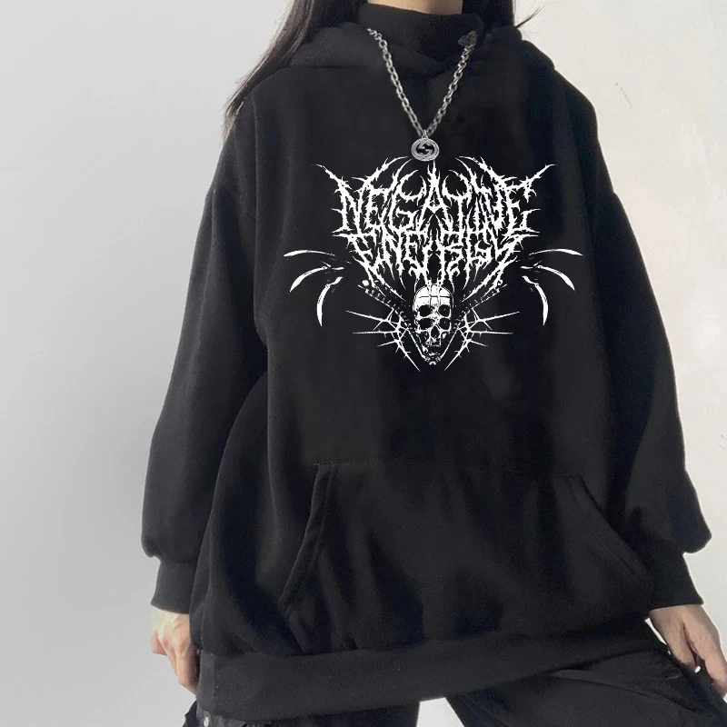 

Skull winter Streetwear punk y2k vintage print harajuku fashion casual plus size Hoodies Oversized goth grunge Women sweatshirt