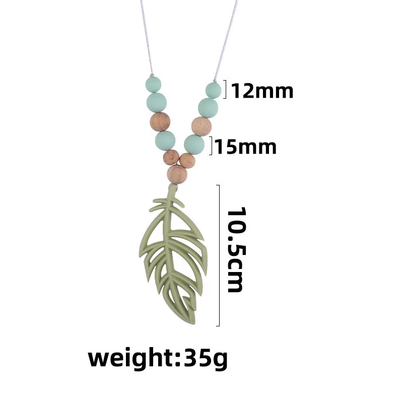 Coskiss-collar de silicona con forma de hoja para beb&eacute;, mordedor sin BAP, collar de silicona para madre, juguete de dentici&oacute;n para amamantar-5