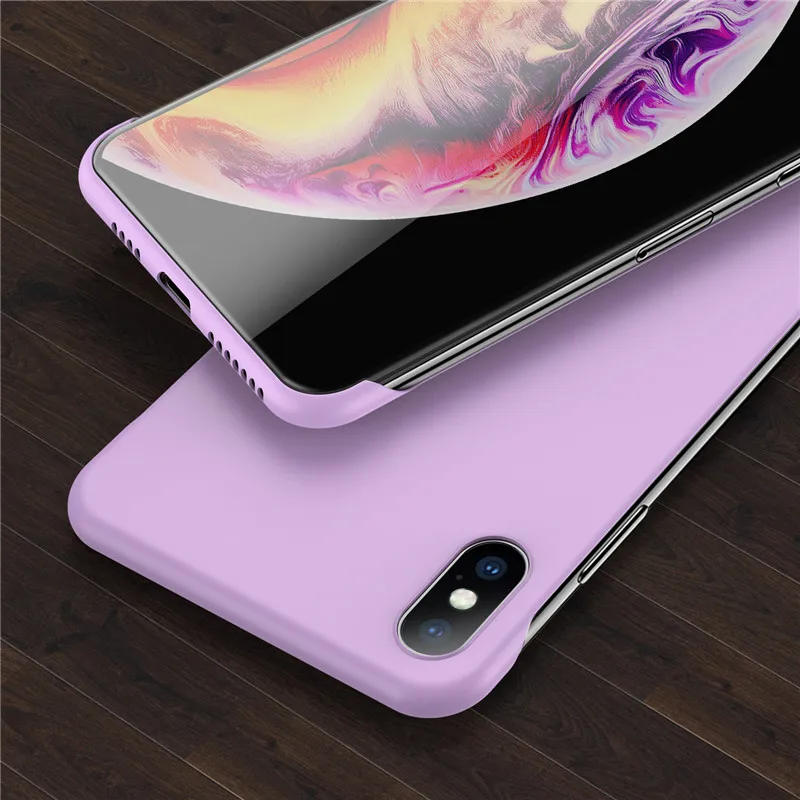 Purple Бескаркасный чехол USLION ярких цветов для iPhone X, XR, XS, Max, 11 Pro, матовый чехол для телефона, для iPhone 11, Pro, Max, 7, 8, 6, 6S Plus, Ультратонкий Жесткий чехол из поликарбоната - Цвет: Purple