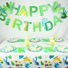 Джунгли динозавр вечерние набор одноразовой посуды Бумага пластины чашки соломинки дети мальчик Baby Shower День рождения вечерние украшения