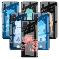 glass phone case for samsung galaxy a51 a50 a71 a52 a70 a21s a72 a31 m31 m51 a30 a10 tempered back capa genshin impact anime