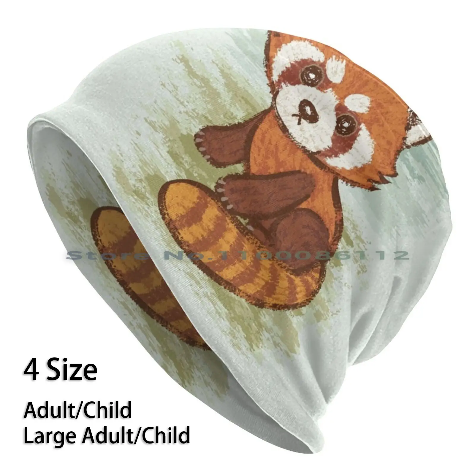 Red Panda Beanies Knit Hat Red Panda Bear Mammal Cute Giant Panda Wild Animals Characters Hand Drawn China Asia Toru Sanogawa