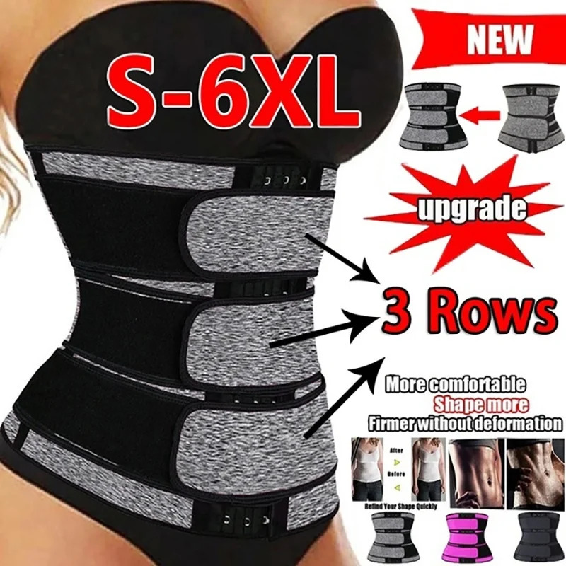 

2021 Three Trainer Belts Waist Trainer Corset Neoprene Sauna Sweat Belt Body Shaper Women Slimming Sheath Reducing Curve Shaper