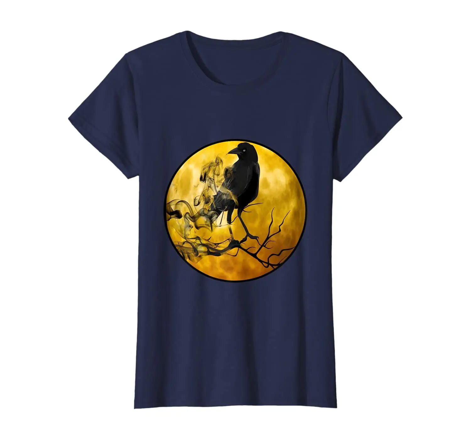 

Crow Raven Shirt Distressed Flying Bird Full Moon T-Shirt New Summer Cool Tee 2020 Breathable All Cotton Short Sleeve T Shirt