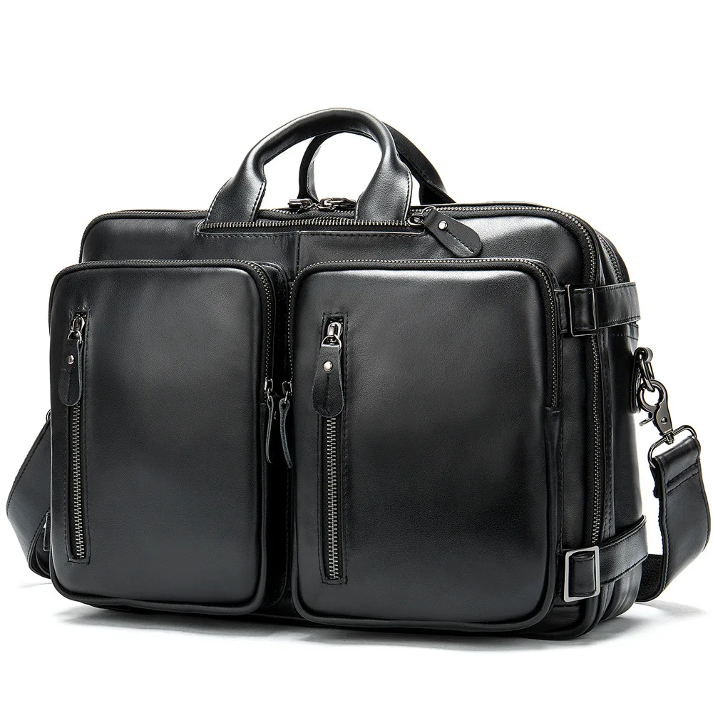 

Genuine Leather business men's bag large capacity laptop bag cross section shoulder slung briefcase backpack 100% real cowhide