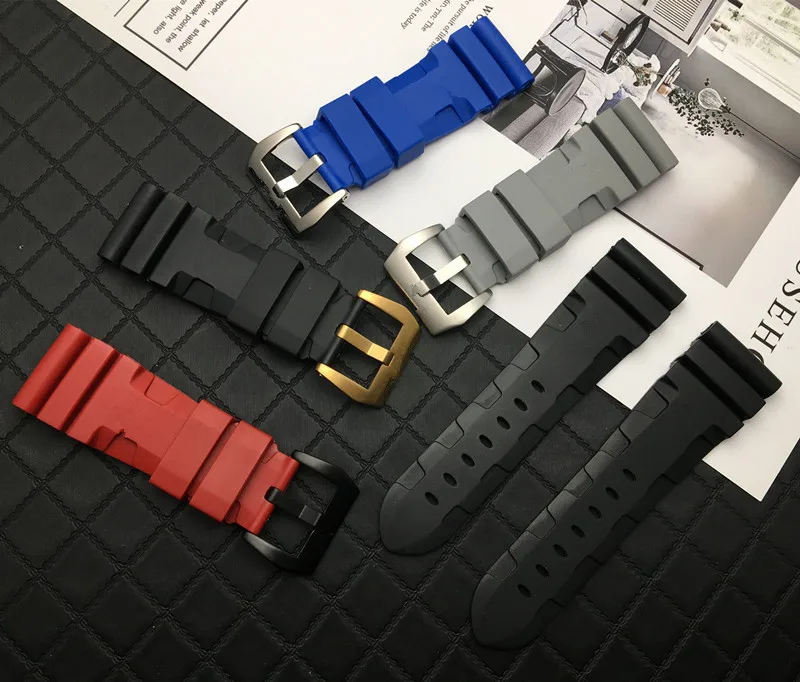 Ремешок силиконовый для часов Panerai резиновый сменный водонепроницаемый браслет