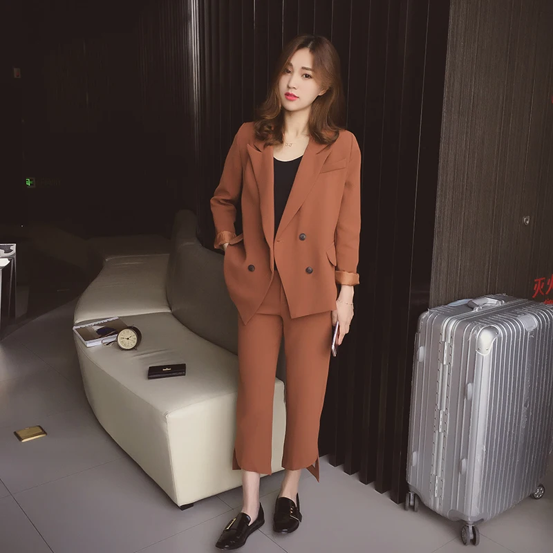 2018 демисезонный костюм комплект из 2 предметов однотонный Коричневый женский