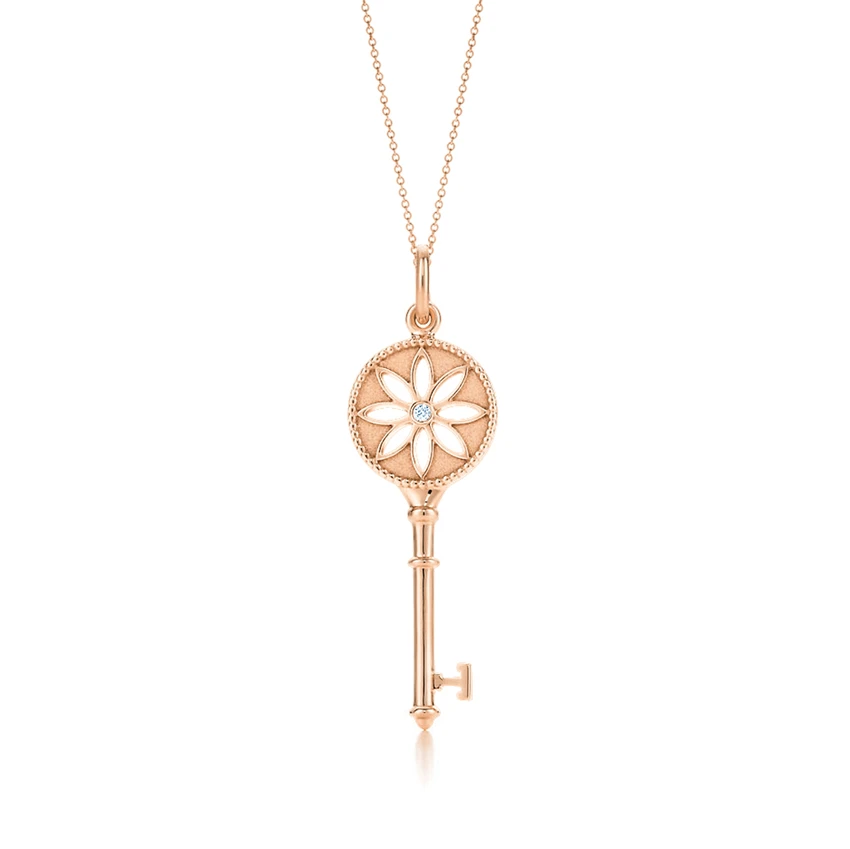 

Personality fashion gem-set wheel key tags, retaining ring necklace