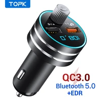 topk car charger for iphone mobile phone handsfree fm transmitter bluetooth car kit lcd mp3 player dual usb car phone charger