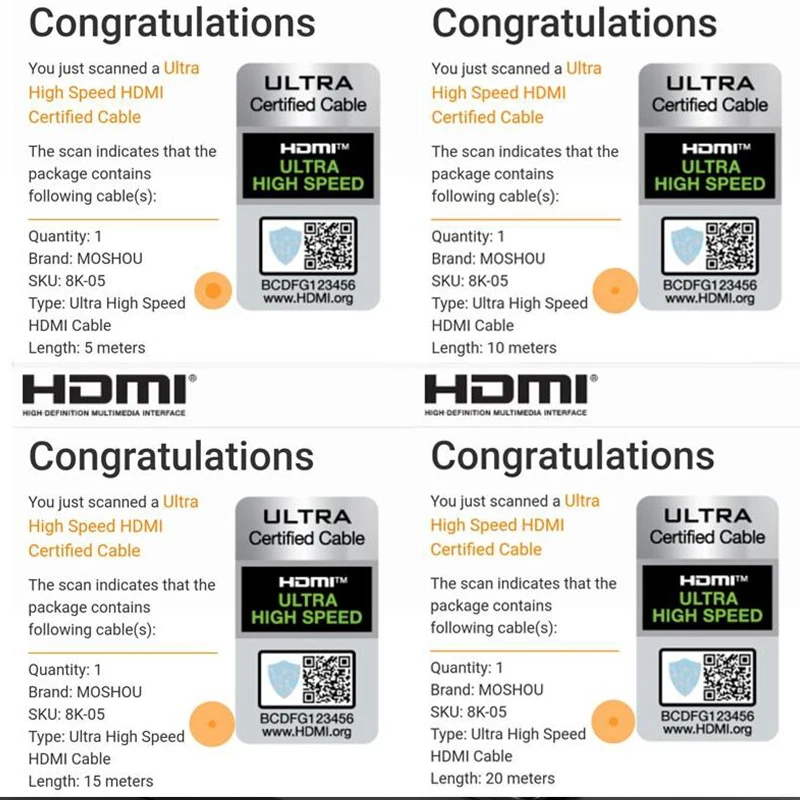 Оптический кабель MOSHOU HDMI 2 1 Для PS5 8K 60 Гц 4K 120 48Gbs с Аудио шнуром HDR без потерь