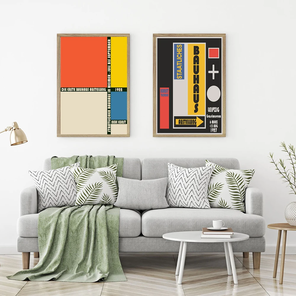

Bauhaus Poster Set of 2 Bauhaus Prints Exhibition Prints famous Canvas Painting Art Wall Pictures Modern wall art decor