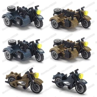 ww2 moto military three rounds motorcycle moc germany tool car army figures vehicle christma gift with other building blocks toy